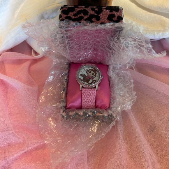 Betsey Johnson Pink Monkey Women's Watch - Picture 9 of 9